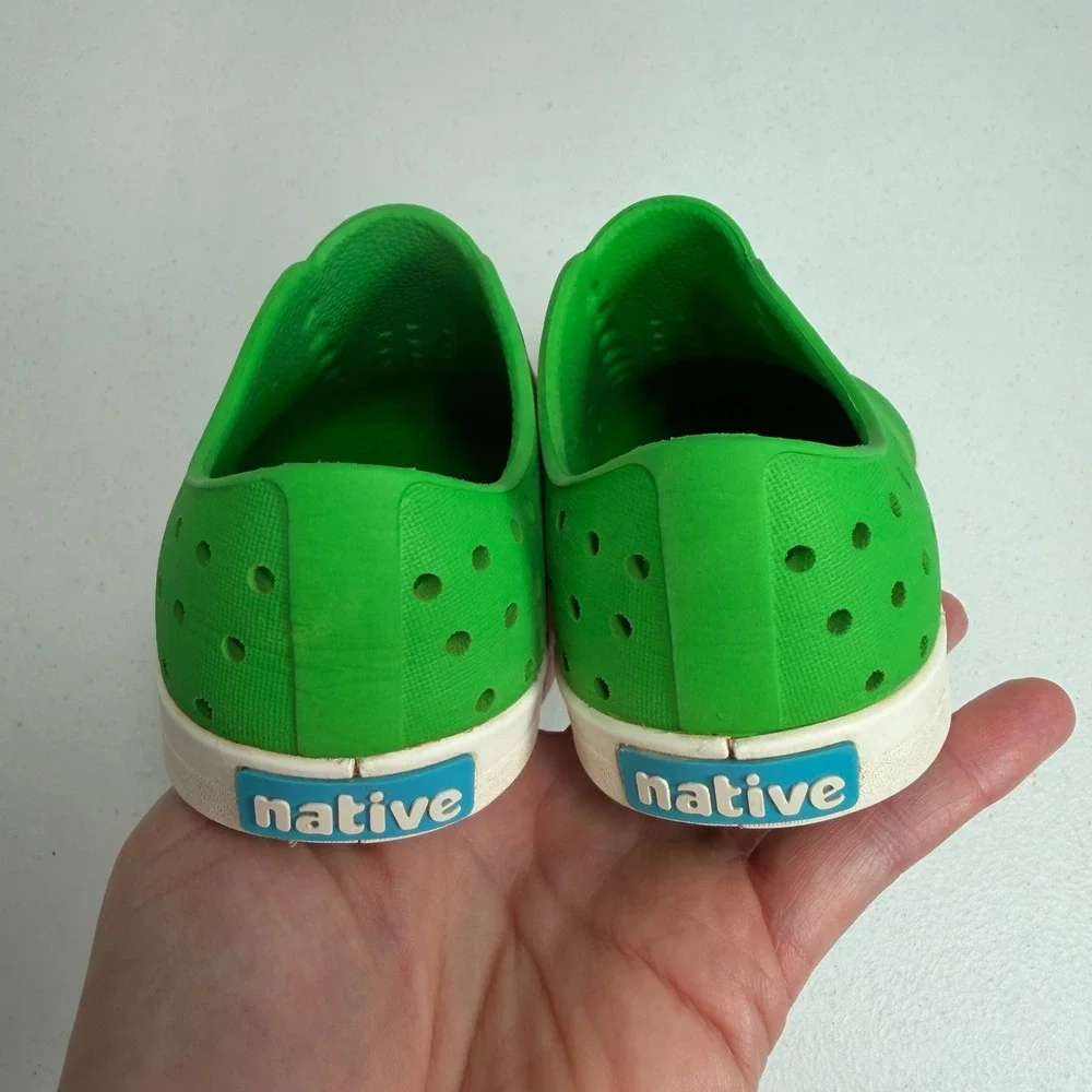 Native C10 Jefferson Slip On Shoes Green Perforated Water Friendly Sneakers